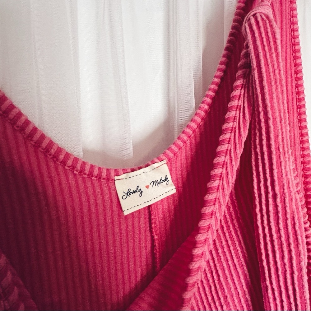 Lovely Melody Pink Tie Front Sleeveless Tank Top - Picture 2 of 4